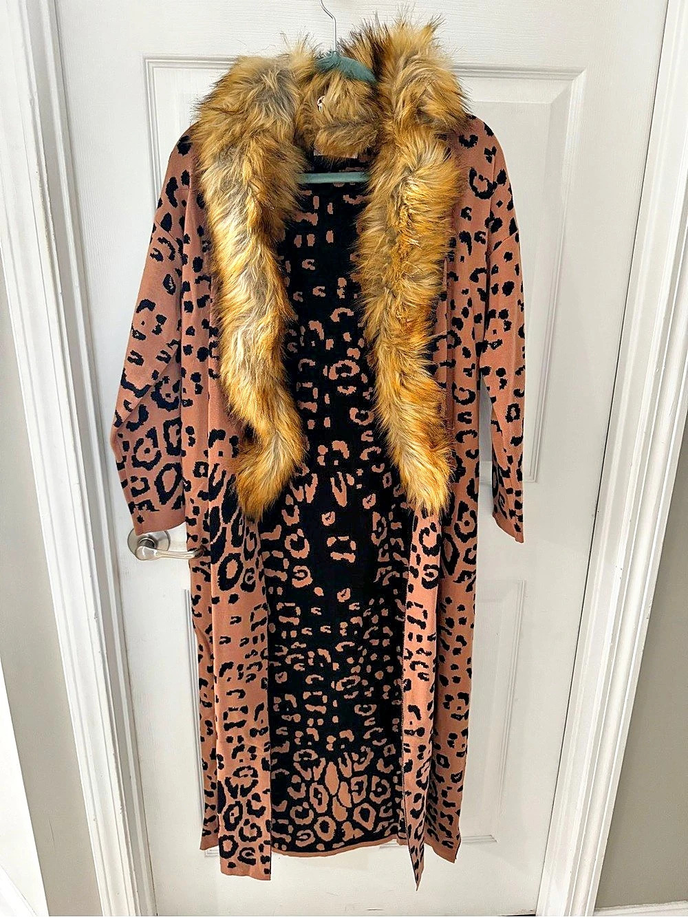 BuddyLove Leopard Print Faux Fur Collar Coat Size Medium NWT
